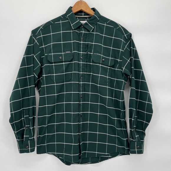 Poncho "The High Pine" Performance Flannel Shirt Mens Medium Green Magnetic Pock - Picture 2 of 10